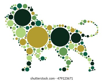lion shape vector design by color point