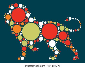 lion shape vector design by color point
