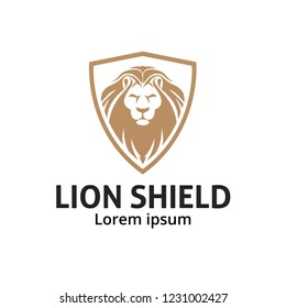 Lion Shield Animal Head Logo Vector