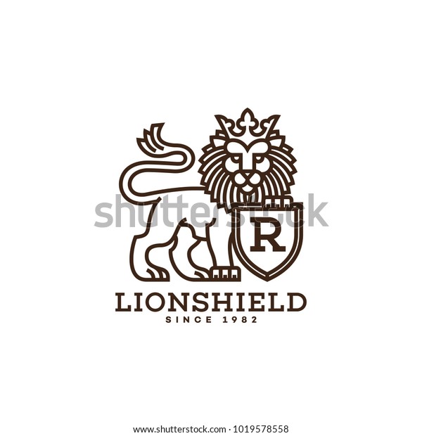 Lion Shield Crown Logo Template Design Stock Vector (Royalty Free ...