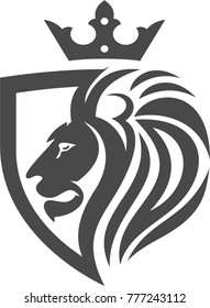 Lion Shield and head with crown vector