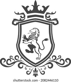 Lion Shield Heraldic Design Logo
