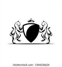 lion and shield heraldic logo design inspiration