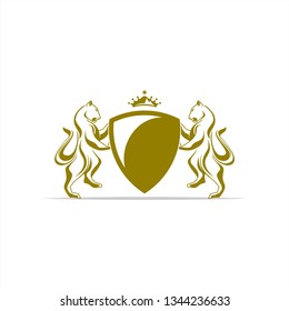 lion and shield heraldic logo design inspiration