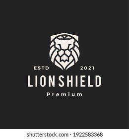 lion shield hipster vintage logo vector icon illustration