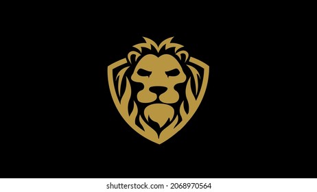 Lion with shield logo concept vector illustration