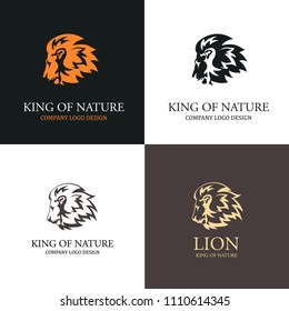 Lion Shield logo design template. Lions set logotype