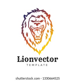 Lion shield logo design template. Lion head logo. Element for the brand identity, vector illustration.