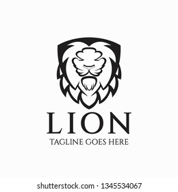 Lion shield logo design template. Vector illustration