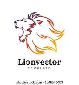 Lion shield logo design template. Lion head logo. Element for the brand identity, vector illustration.