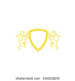 Lion shield logo design template ,Lion head logo ,Element for the brand identity ,Vector illustration - Vector
