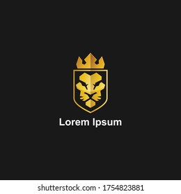 Plantilla de diseño del logotipo del escudo de león ,Logo de la cabeza de león ,Elemento para la identidad de marca ,Ilustración del vector