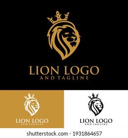 Lion shield logo design template ,Lion head logo ,Element for the brand identity ,Vector illustration.
