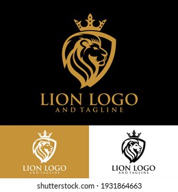 Lion shield logo design template ,Lion head logo ,Element for the brand identity ,Vector illustration.