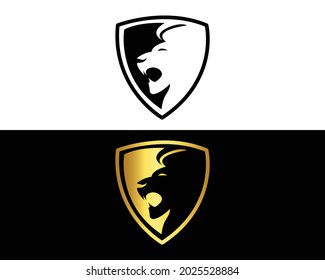 Lion Shield logo design template vector.
