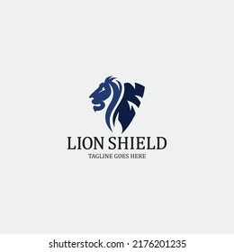 Lion shield logo design template. Lion head icon. Vector illustration