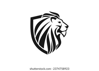 Lion Shield logo design template ,Lion Head logo ,Vector illustration