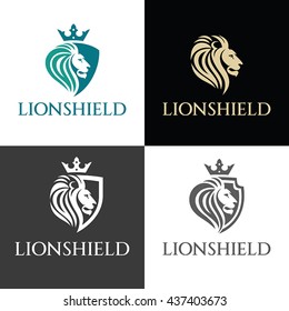 Lion shield logo design template ,Lion head logo ,Element for the brand identity ,Vector illustration