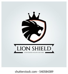 Lion shield logo design template ,Element for the brand identity ,Vector illustration