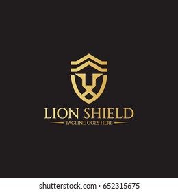 Lion shield logo design template. Element for the brand identity. Vector illustration