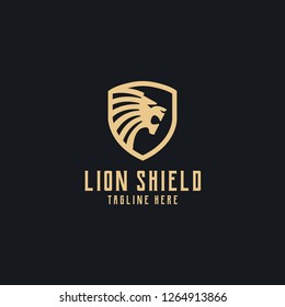 Lion with shield logo design vector download