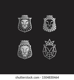 Lion and shield logo design vector template