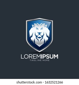 Lion With Shield Logo Design Vector Template