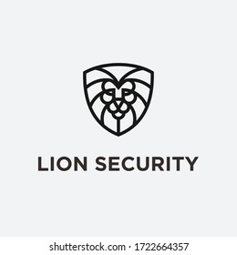 lion with shield logo design vector illustration