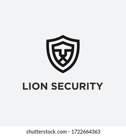 lion shield logo design vector illustration