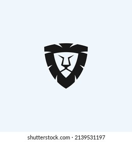 lion with shield logo design vector illustration