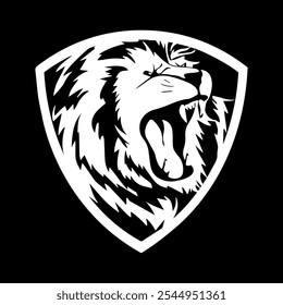 lion in shield logo design vector file