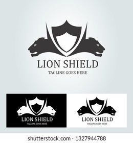 Lion shield logo. Lion head icon. Vector illustration