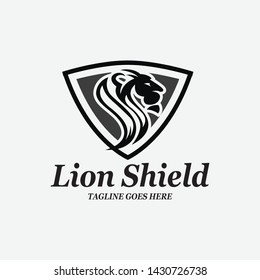 Lion shield logo. Lion head icon. Vector illustration