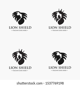 Lion shield logo, Lion head icon. Vector illustration