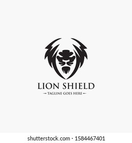 Lion shield logo, Lion head icon. Vector illustration