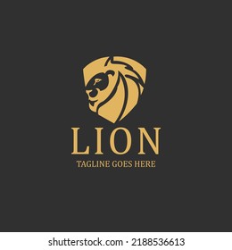 Logo del escudo de leones. Icono de cabeza de león. Ilustración del vector