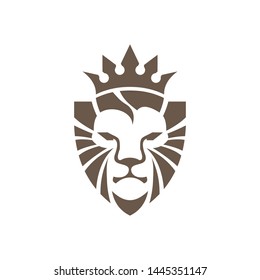 a lion with a shield logo template