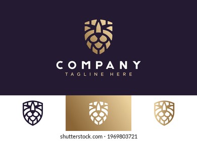 Lion Shield Logo Template of Lion Head