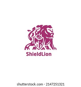 Lion with shield logo template for modern company