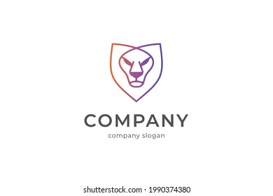 lion shield logo template vector icon illlustration
