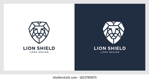 lion shield logo vector design
