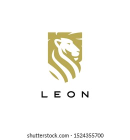 lion shield logo vector icon illustration