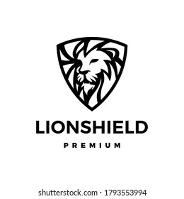 lion shield logo vector icon illustration