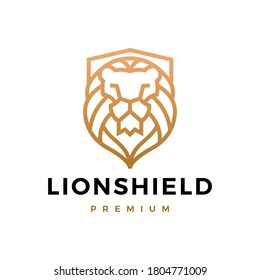 lion shield logo vector icon illustration