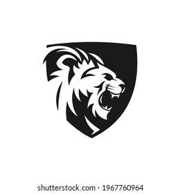 lion shield logo vector and icon