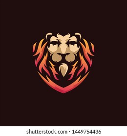Lion Shield Logo Vector Illustration