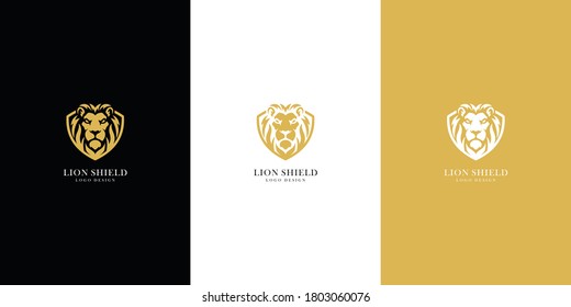 Lion Shield Logo Vector Premium