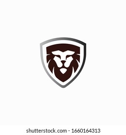 Lion shield luxury logo icon, lion head with shield symbol design.