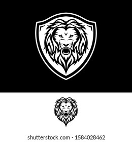 Lion and shield mascot logo design inspiration