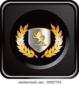 lion shield on black web icon